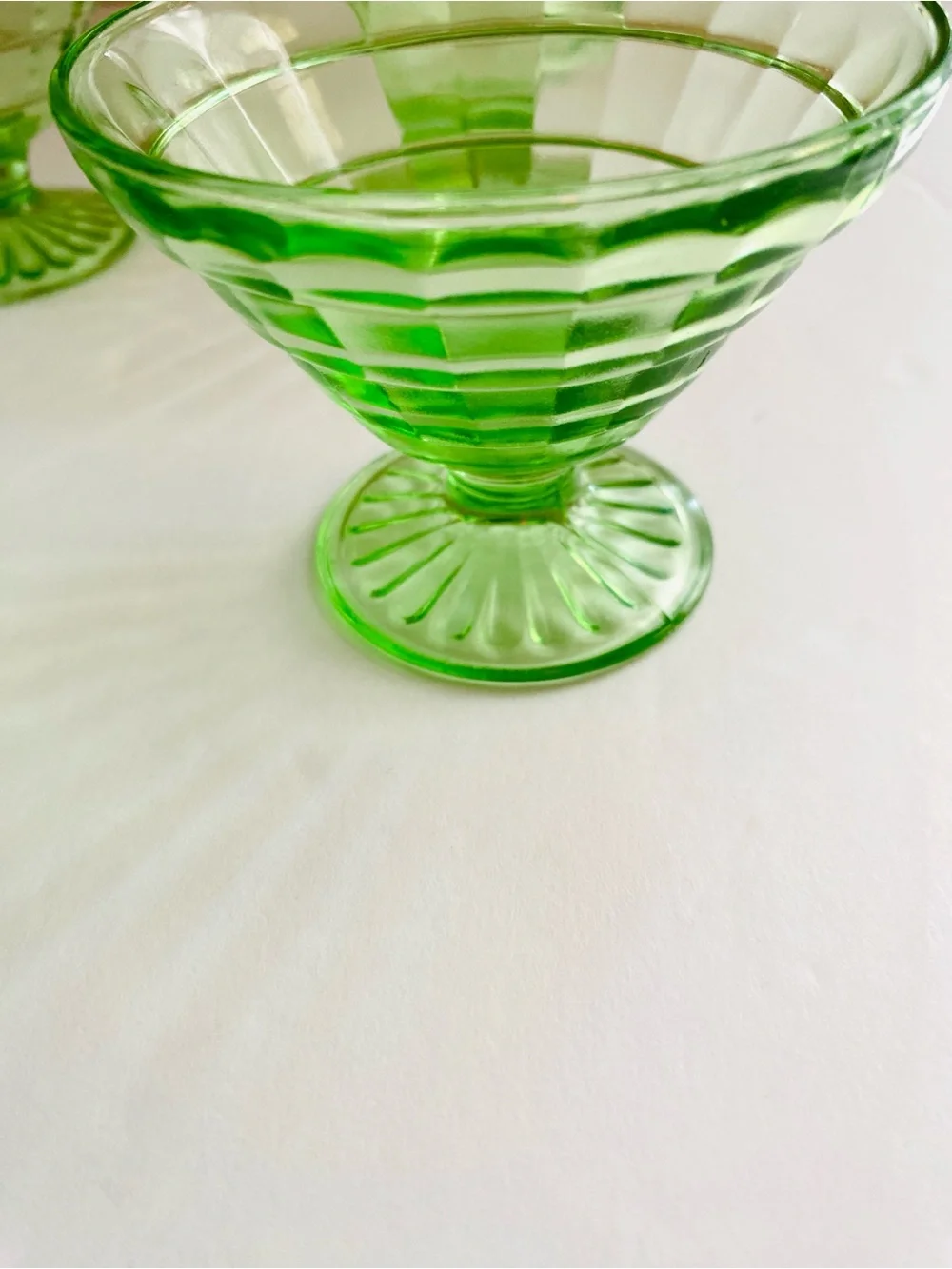 Anchor Hocking Green Depression Uranium Glass Sherbet Cup Green Dessert Set of 4